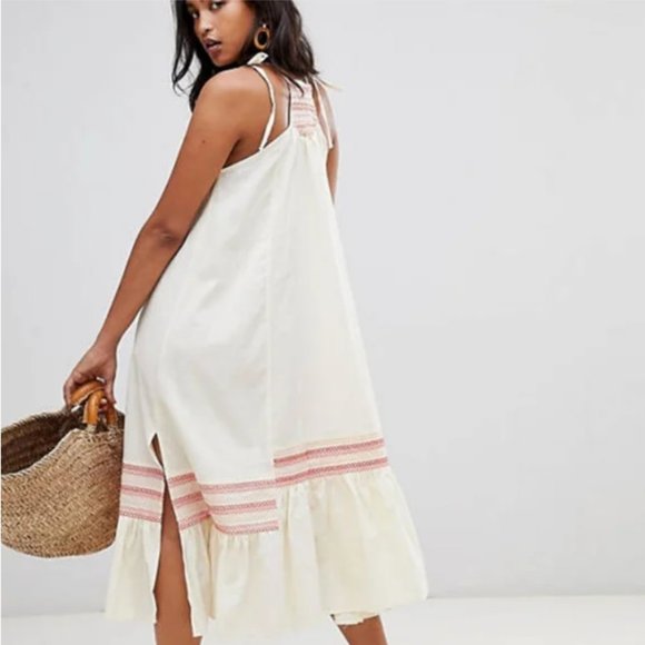 Free People Another Love Embroidered Linen Midi Dress, Size L, NWT - Picture 7 of 12